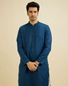 Teal Blue Self Textured Kurta